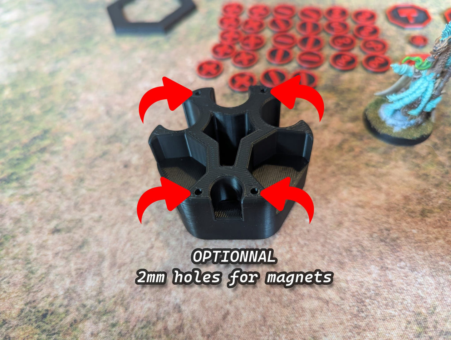 Warcry Compatible Activation Tokens & Box Set – Objective, Treasure, Deployment Tokens + Optional Storage Box– Multiple Colours