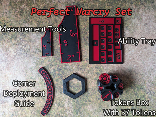 Warcry 2025 Starter Kit – Dual-Color Customizable PLA Tokens, Measuring Sticks, Deployment Tools & Ability Tray for Tabletop Skirmish Games